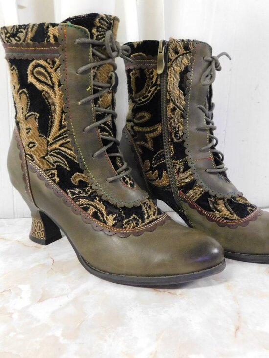 L'artiste Shoes - L' Artiste Spring Step BEWITCH Brown Carpet Leather sz 39Tapestry Ankle Boots